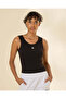 Women Black Rib Sleeveless T-Shirt