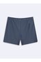 Elastic Waist Drawstring Blue Shorts - 2