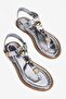 Women's Flip-Flop Sandals with Ankle Buckle, Summer Style, Shell Detail, Silver Marisse - 2