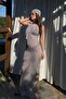 Shiny Beach Dress with Silver Neck Tie Detail - 1126 - 5