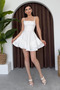 Women's Strappy Mini Dress Square Neckline Flounce Skirt Stylish Casual Event Graduation Dress - 4