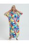 Women's Plus Size Mixed Color Floral Pattern Viscose Combed Cotton Stylish Dress - 3