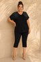 Women's Plus Size Shoulder Stone Decorated V-Neck Side Slit Stretchy V-Neck Short Sleeve Viscose Blouse - 4