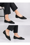 Trendy Women's Black Stone Pointed Toe Ballet Flats - 2