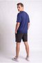 Men's Navy Blue Color Oversize Fit Silky Textured Smooth Model Fabric T-Shirt - 4