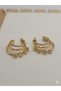 Women's Gold Steel Triple-Layered Zircon Stone Layered Hoop Earrings - 2