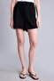 Normal Waist Short Leg Linen Blend Black Shorts I1213Ax26Hs - 3