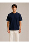 Pack of 4 Navy Blue Unisex Oversize T-Shirts - Crew Neck Basic T-Shirt - 2