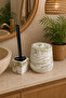 Decorative Bohemian Style 2 Piece Marble Pattern Bathroom Set Trash Can and Toilet Brush Set with Silicone Tips - 8