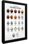 30x40 cm Black Floating Frame | Evolution of FIFA World Cup Ball Poster | 1930-2022 Soccer Ball History | Ready to Hang