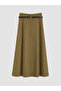 Trendlucky A-Line Flared Skirt with Belt in Contrast Color - 3