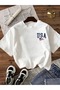 Usa Printed Oversize Crew Neck Summer T-Shirt - 3