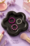 White Purple Beaded 3-Piece Women's Ring Set with Pearl Bead Detail and Elastic Ring Combination - 7