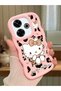 Redmi 13X Compatible Case Camera Protector Pink Silicone Couple Phone Case Kitty Pattern