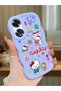 Oppo A60 Compatible Case Camera Protector Blue Silicone Couple Phone Case Kitty Pattern