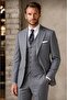 Luxury Men's Gray Striped Slim Fit Vest 3-Piece Suit Premium Fabric Classic Cut Wedding Engagement Office Event - 2