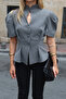 Pleated Waist Short-Sleeved Jacket - 5