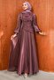 Dusty Rose Janjan Evening Dress with Stones on the Front - 3