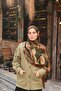 Petra Modern Brush Pattern Shawl - Khaki Tile - 2