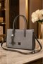 Anthracite Women's Glittery Evening Dress Hand and Shoulder Bag with Detachable Strap for Daily Events, Stylish Design with Metal Accessories