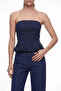 Stone Detailed Strapless Bustier Wide Leg Pants Two-Piece Set - 4