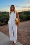 Gold Button Detailed Belted Women's Jumpsuit 1432 - 4
