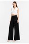 Elastic Waist Women's Black Trousers with Wide Legs and Non-See-Through Fabric - Women's Hijab Fabric Trousers - 4