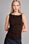 Slim Fit Boat Neck Brown Blouse I2019Ax26Au