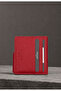 Men's Red Leather Card Holder - Saffiano Leather Card Holder Wallet Openable and Closable - 100% Genuine Leather Men's Accessory - 5