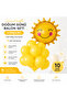 Sun-Themed Birthday Celebration Set Summer Party Age Concepts Smiling Sun Foil Balloon + 10 Yellow Balloons Set