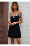 Women's Lace Strap V-Neck Short Viscose Dress - 2