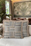 Striped Geometric Fringed Pillowcase - Patchwork Bohemian Mink Gray Cream Tassel Throw Pillow Cover - 6