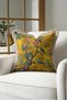 Japanese-Inspired Palace Fringed Pillowcase with Birds and Flowers - Spring Mustard Cream Tassel Throw Pillow Cover