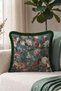 Floral Patterned Vintage Botanical Fringed Pillowcase - Romantic Garden Black Tassel Throw Pillow Cover - 7