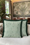 Art Deco Seashell Motif Fringed Pillow Cover - Geometric Mint Cream Tassel Throw Pillow Cover - 2