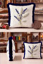 Lavender Floral Botanical Design Fringed Pillowcase - Fireplace Navy Blue Tassel Throw Pillow Cover - 2