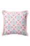 Tile Patterned Elegant Fringed Pillowcase - Ottoman Bohemian Blue Cream Pink Tassel Throw Pillow Cover - 7