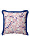 Sakura Flower Elegant Chic Fringed Pillowcase - Japanese Bohemian Pink Navy Blue Tassel Throw Pillow Cover - 2