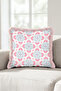 Tile Patterned Elegant Fringed Pillowcase - Ottoman Bohemian Blue Cream Pink Tassel Throw Pillow Cover - 2