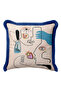 Abstract Face Artistic Line Fringed Pillowcase-Artistic Portrait Blue Navy Tassel Throw Pillow Cover - 6
