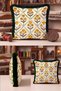Floral Botanical Elegant Fringed Pillowcase-Vintage Floral Boho Green Navy Blue Tassel Throw Pillow Cover - 6