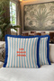 Striped Les Beaux Jours Fringe Pillowcase - Marine Retro Blue Navy Tassel Throw Pillow Cover - 7