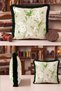 Floral Motif Botanical Elegant Fringed Pillowcase - Nature-Themed Green Black Tassel Throw Pillow Cover - 3