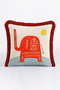 Ethnic Fringed Pillowcase with Elephant Motif - Exotic Figured Cream Red Burgundy Tassel Throw Pillow Cover - 5