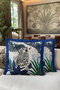 Exotic Safari Zebra Pattern Fringe Pillowcase - Bohemian Green Navy Blue Tassel Throw Pillow Cover - 6