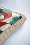 Abstract Geometric Artistic Fringed Pillowcase - Mid Century Tile Mink Tassel Throw Pillow Cover - 8