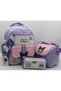 495 Waterproof Fabric Girls' Primary School Bag 3-Piece Set School Bag Lilac Beige