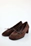 Brown Suede Elastic Heeled Ballerinas 26191