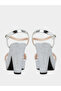 Silver Glitter Platform Block Heel Sandals - 4
