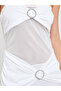 White Sheer Panel Slip With Embellishment - 3